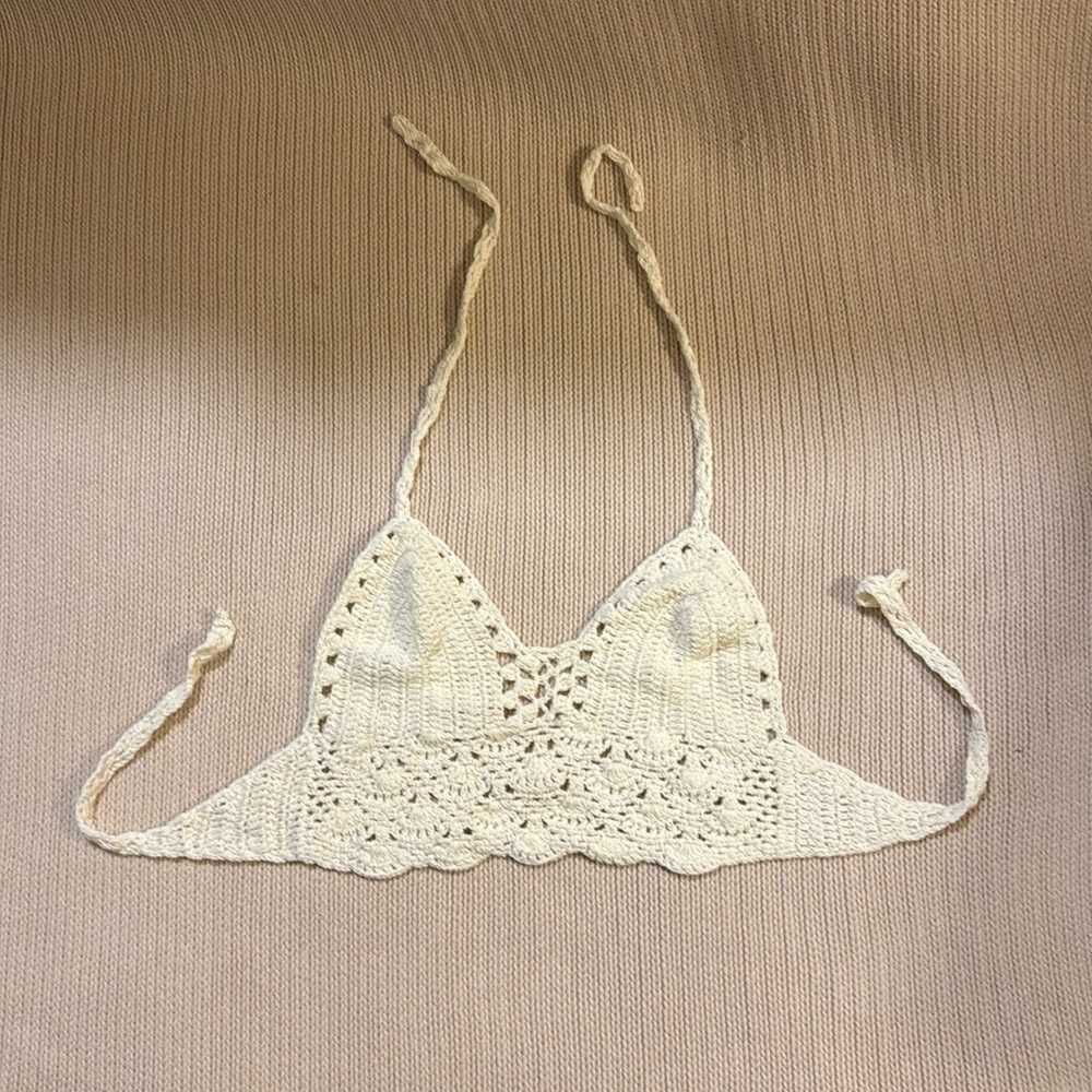 Ivory Crochet Top — No Label